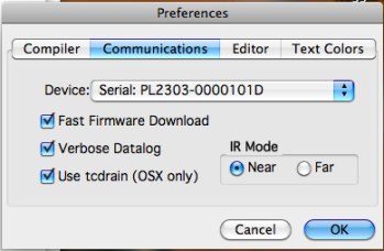 What your MacNQC Preferences should look like