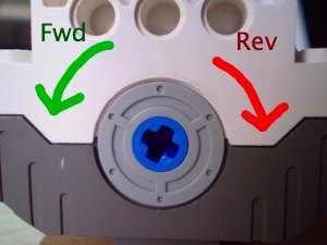 The micro scout motor directions: Forwards = counter clockwise, Reverse = clockwise